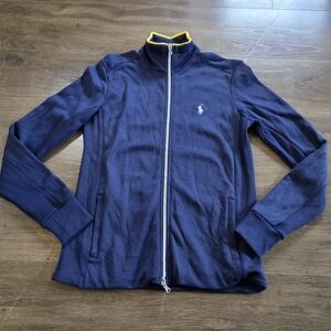 Ralph Lauren Golf Womens Navy Zip Up Jacket with Yellow Accents Size L.
